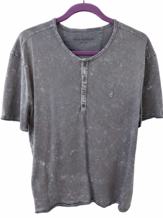 John Varvatos Other - Men’s John Varvatos Distressed Grey Mineral-Wash Henley